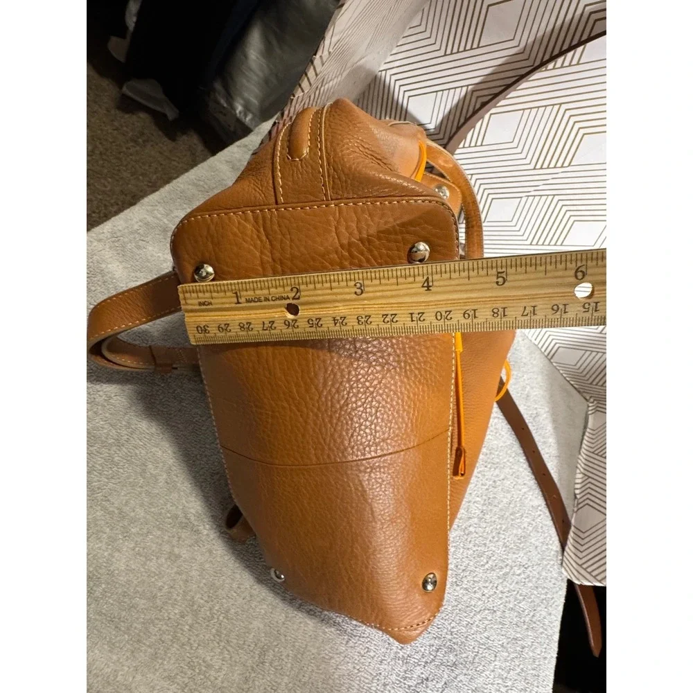 MyWalit Leather Brown  Backpack purse with orange trim Shoulder Bag‎ Italy